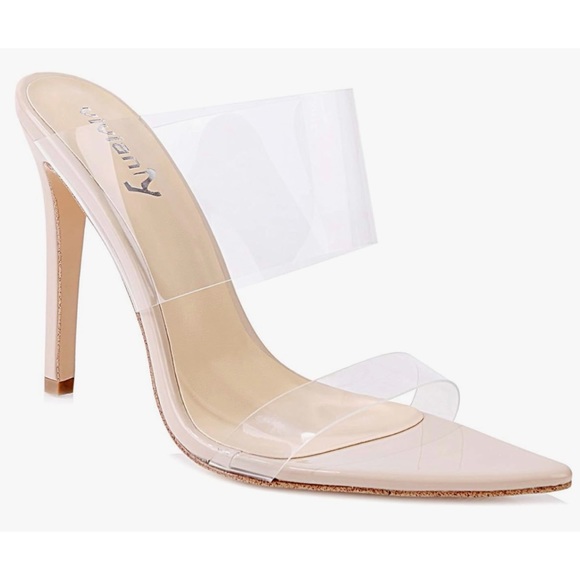 New Vivianly Clear Nude Pointy Toe Heels - Picture 5 of 14